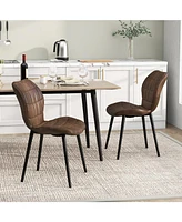 Gouun Dining Chairs Set of 2 with Padded Back Metal Legs and Adjustable Foot Pads