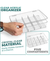 Sorbus Pack Clear Stackable Plastic Sunglass Holder with Hinged Lid for Eyewear Display Includes 5 Sections