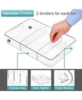 Sorbus 2 Pack Large Flat Clear Organizing Bins on Wheels with Dividers