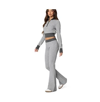 Edikted Women's Lei Contrast Knit Flared Pants