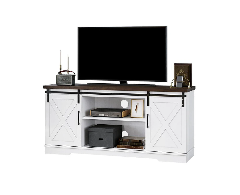 gaomon Farmhouse Tv Stand for 65 Inch Tv, Entertainment Center with Storage and Sliding Barn Doors, Modern Media Tv Console Tv Stands for Living Room