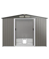 Gouun 8 x 6 Feet Galvanized Steel Storage Shed for Garden Yard