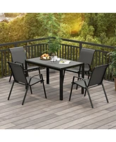 Gouun 4 Piece Patio Rattan Dining Chairs with Wicker Woven Seat and Back for Backyard Front Porch