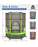 Gouun 55 Inch Kids Recreational Trampoline Bouncing Jumping Mat with Enclosure Net