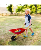 Gouun Outdoor Garden Backyard Play Toy Kids Metal Wheelbarrow