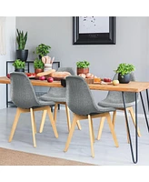 Gouun 4 Pieces Modern Dining Chair Set with Wood Legs and Fabric Cushion Seat