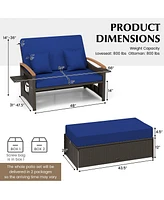 Gouun Outdoor Wicker Daybed with Folding Panels and Storage Ottoman