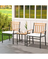 Gouun 3 Pieces Outdoor Furniture Set Acacia Wood Patio Conversation Set with Cushions