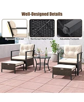 Gouun 4 Piece Outdoor Furniture Set with Glass Topped Table