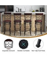 Gouun 2 Pieces 30 Inch 360 Degree Swivel Bar Stools with Leather Padded Seat