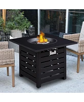 Mondawe 25"H x 32"W Square Propane Fire Pit Table 50,000 Btu with Included Waterproof Cover