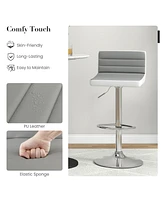 Gouun Set of 2 Adjustable Heights Barstool with Pu Leather