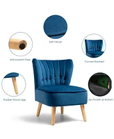 Gouun Armless Accent Chair Tufted Velvet Leisure Chair