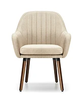 Gouun Set of 2 Fabric Upholstered Accent Chairs with Wooden Legs