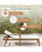 Gouun Outdoor Chaise Lounge Chair Rattan Patio Recliners with Armrests