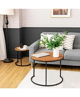 Gouun Set of 2 Modern Round Stacking Nesting Tables for Living Room