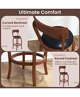 Gouun Swivel Bar Stools Set of 2 with Rubber Wood Frame and Upholstered Seat-29 Inch