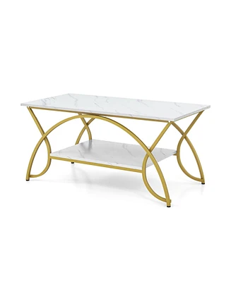 Gouun 2-Tier Table Rectangle for Living Room