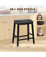 Gouun 26 Inch Counter Height Bar Stool Set of 2 with Upholstered Seat