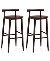 Gouun Wooden Bar Chair Set of 2 with Backrest and Footrest for Home Restaurant Cafe