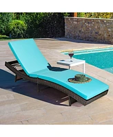 Gouun Patio Folding Adjustable Rattan Chaise Lounge Chair with Cushion