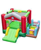 Gouun 4-in-1 Inflatable Bounce House with Basketball Hoop and 480W Blower