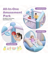 Gouun Kids Bounce House with Slide and Basketball Rim Bouncy Castle for Party without Blower
