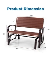 Gouun 2-Seat Porch Glider with Hdpe Back Seat and Steel Frame