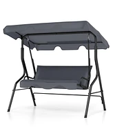 Gouun 3-Seat Outdoor Patio Canopy Swing with Cushioned Steel Frame