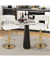 Gouun Swivel Barstool with Woven Back Set of 2 for Kitchen Island Cafe