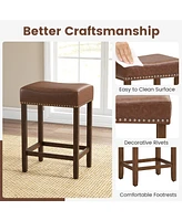 Gouun 24 Inch Upholstered Pu Leather Bar Stools Set of 2