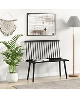 Gouun Entryway Bench for 2 with Spindle Back for Kitchen Dining Room Hallway