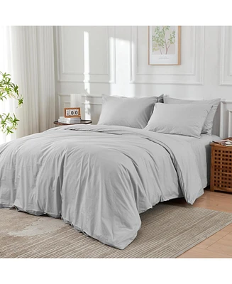Doz by Sijo Doz 100% Long Staple Percale Cotton Duvet Cover Set, Hotel Cool Crisp, Breathable