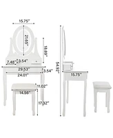gaomon Vanity Table with Led Lighted Oval Mirror