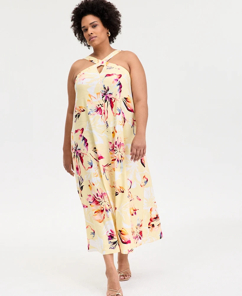 INC Plus Printed Halter Maxi Dress, Exclusively at Macy's