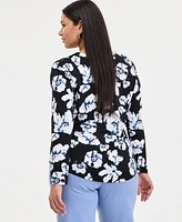 INC Plus Printed Split-Neck Top, Exclusively at Macy's