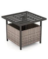 Gouun Outdoor Patio Rattan Wicker Steel Side Deck Table