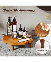 Gouun 16" Teak Wood Pedestal Stand for Aroma and Snacks