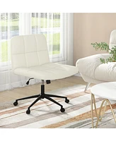 Gouun Height-adjustable Armless Desk Chair with Wheels for Home Office Make Up