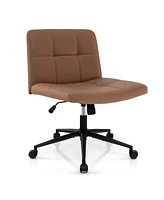 Gouun Height-adjustable Armless Desk Chair with Wheels for Home Office Make Up