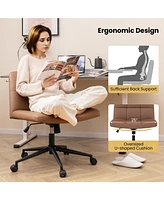 Gouun Height-adjustable Armless Desk Chair with Wheels for Home Office Make Up