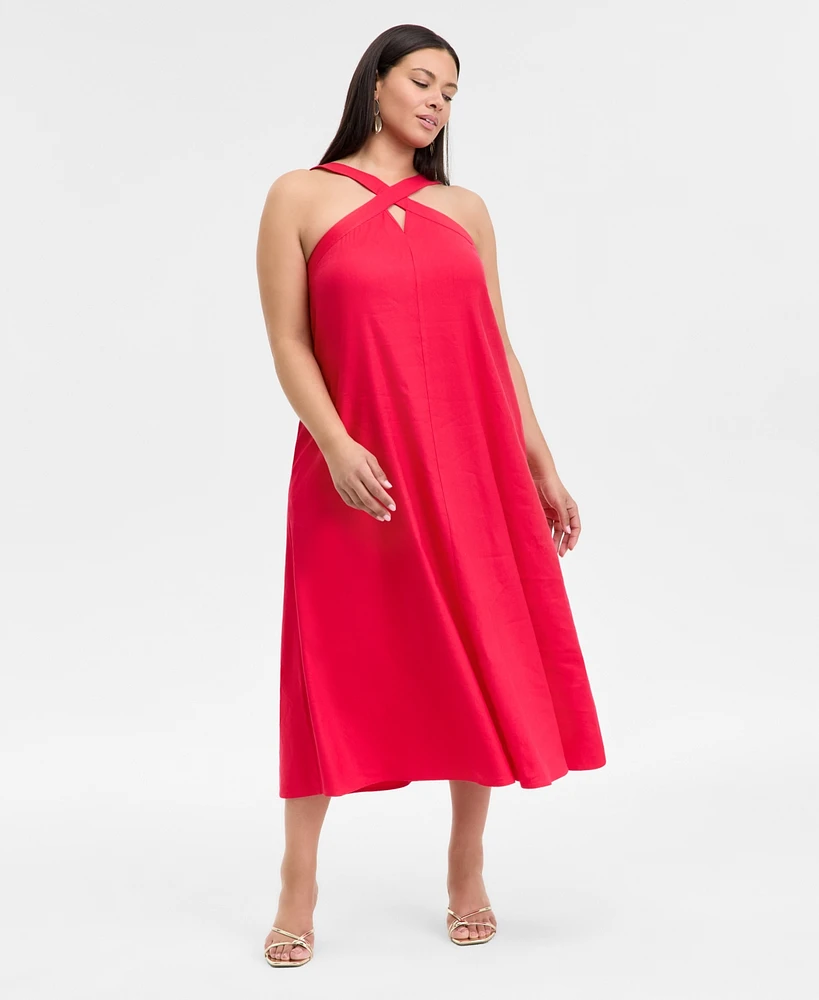 I.n.c. International Concepts Women's Crisscross Halter Midi Dress, Exclusively at Macy's