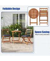 Gouun 3 Pieces Acacia Wood Patio Bistro Set with Cushions