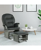 Gouun Wood Baby Glider and Ottoman Cushion Set with Padded Armrests for Nursing