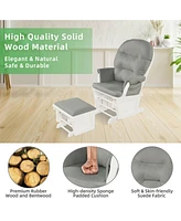 Gouun Wood Baby Glider and Ottoman Cushion Set with Padded Armrests for Nursing