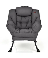 Gouun Modern Polyester Fabric Lazy Chair with Steel Frame and Side Pocket