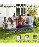 Gouun 6 Feet Picnic Table Bench Set with Hdpe Tabletop for 8 Person