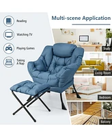 Gouun Modern Accent Sofa Chair with Folding Footrest and Side Pocket