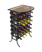 Sorbus Wine Rack Stand Bordeaux Chateau Style with Glass Table - Holds 30 Bottles