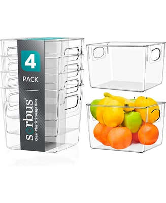 Sorbus 4-Pack Medium Clear Storage Bins with Handles